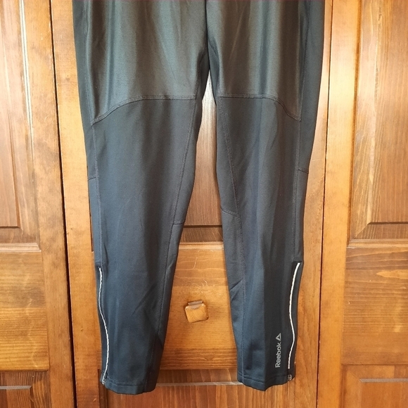 🛍 Reebok PlayWarm black athletic workout fleece lined leggings size large - Picture 3 of 12